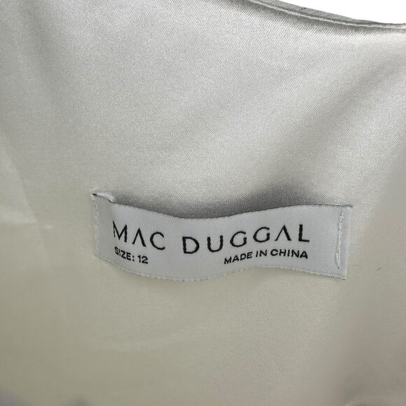 Mac Duggal White A Line Chiffon Long Dress 12 - Picture 7 of 13